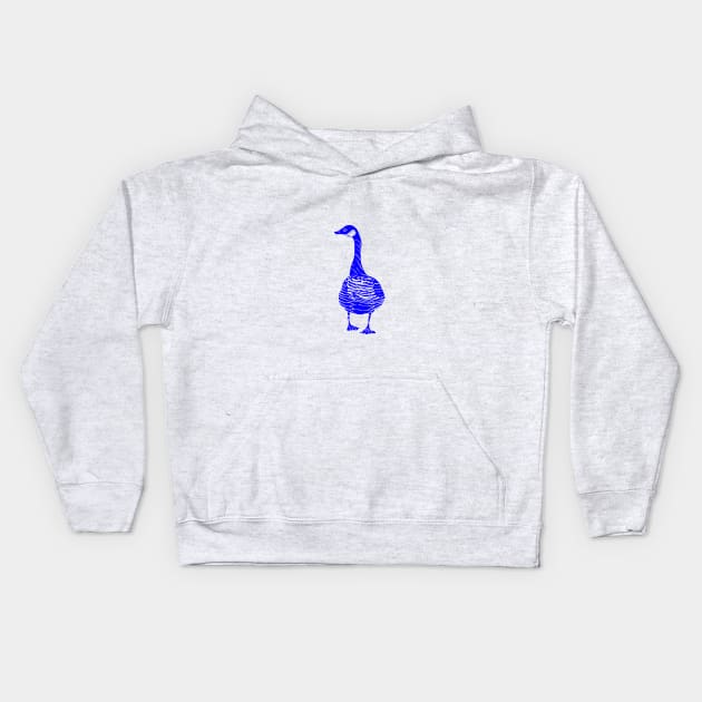 Blue goosey goose Kids Hoodie by Lucy J